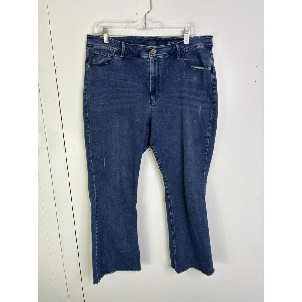 J Jill Jeans Womens 14 Kick Flare Fray Hem Modest Casual Cropped Mid Rise